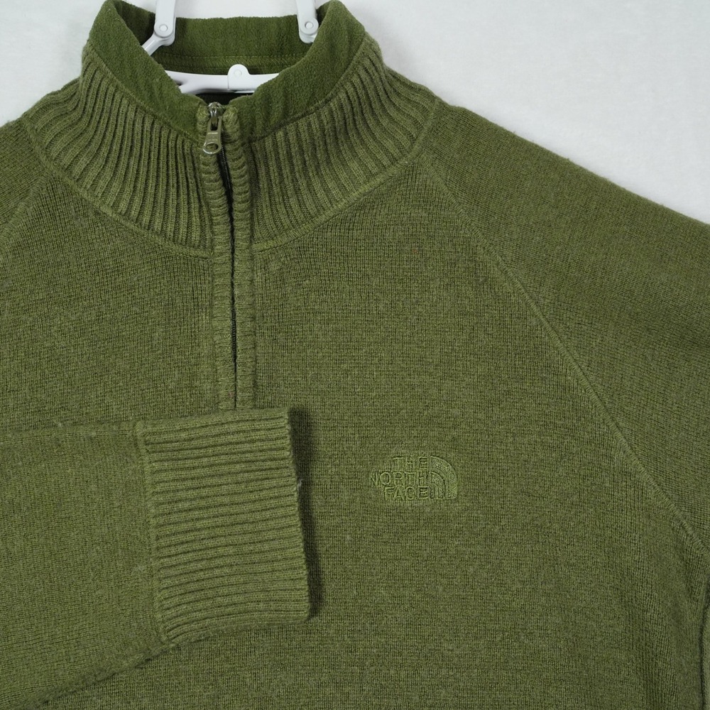 The North Face Mens Olive Green‎ Quarter Zip Wool Blend Sweater AP3E Small